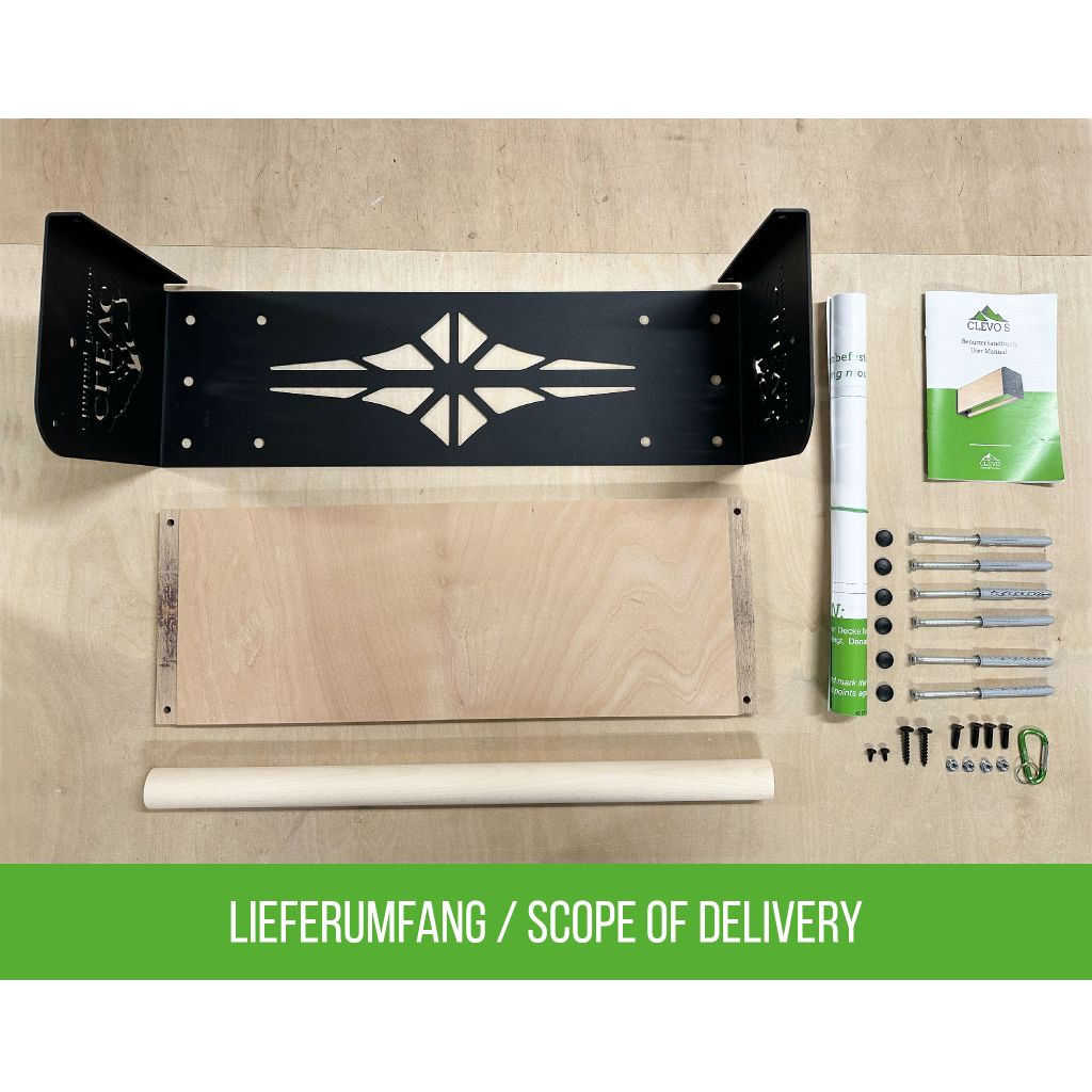 CLEVO S : fixation au plafond pour hangboard, poignées latérales, ustensiles de suspension et barre de traction