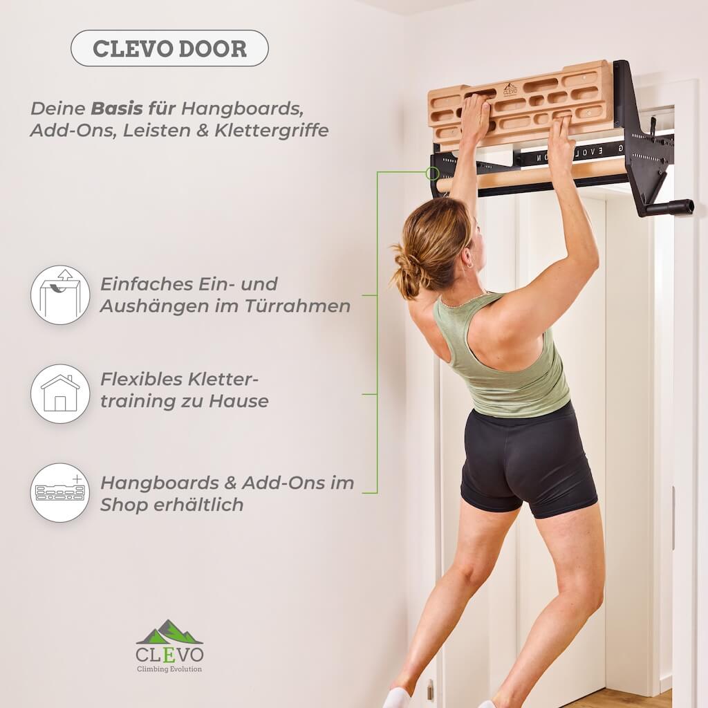 CLEVO DOOR: Türaufhängung für Hangboard, Klimmzugstange und Kletter Hangutensilien