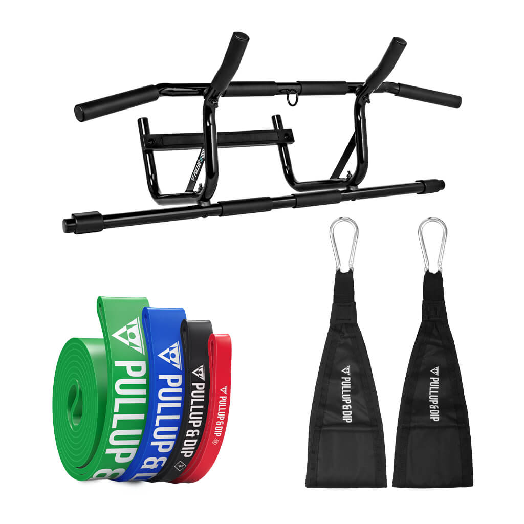 Pull-up bar set: door pull-up bar + resistance bands set of 4 + ab straps