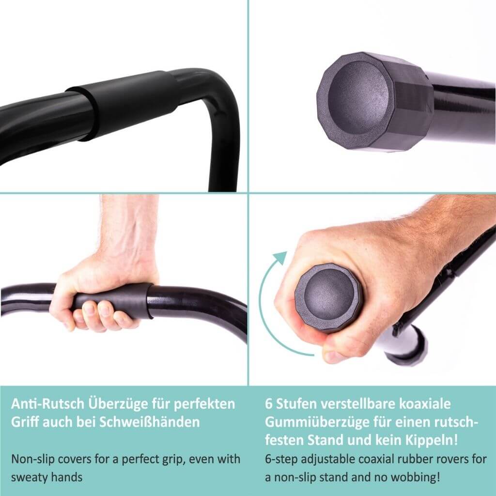Steel parallettes, extra wide handle & non-slip