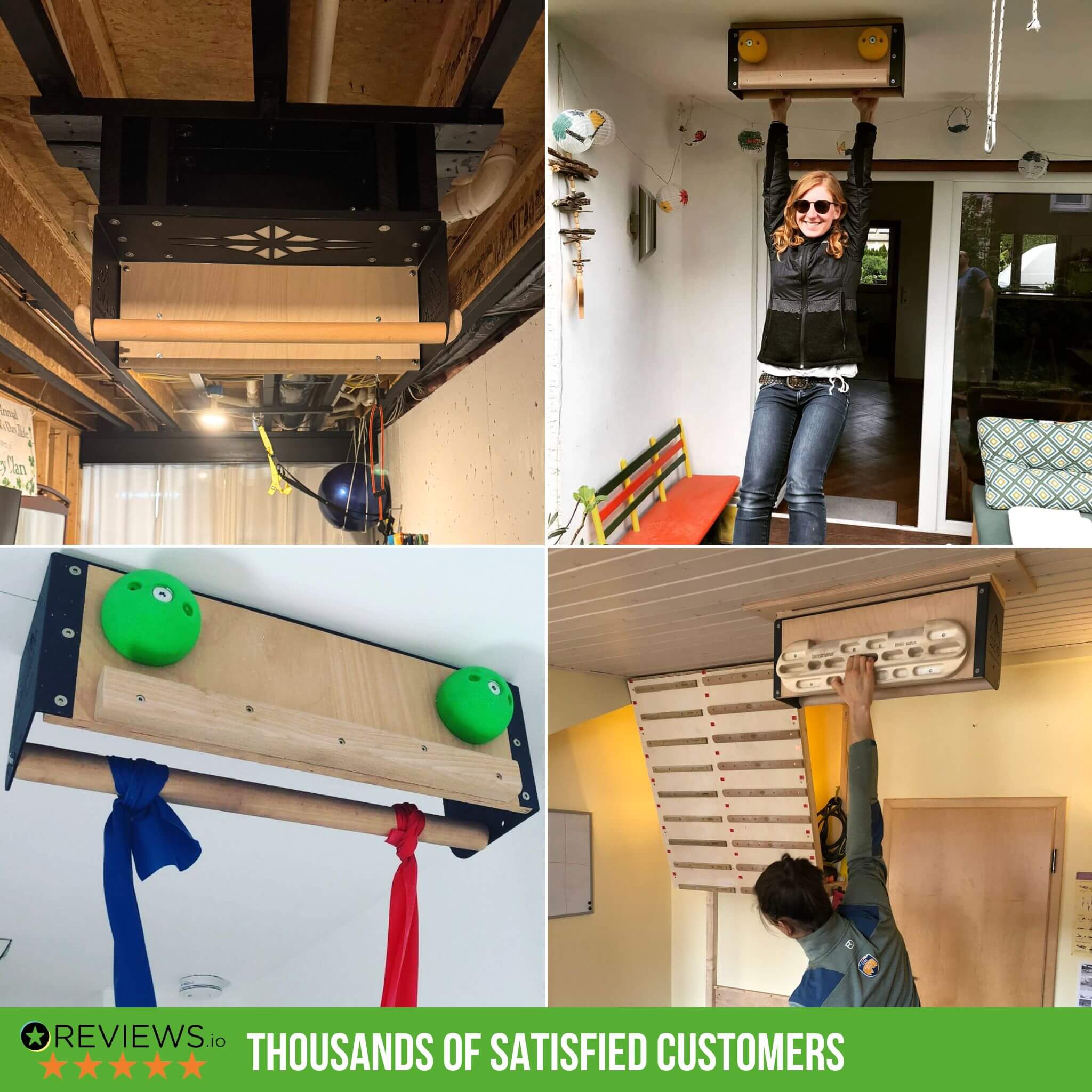 CLEVO S : fixation au plafond pour hangboard, poignées latérales, ustensiles de suspension et barre de traction