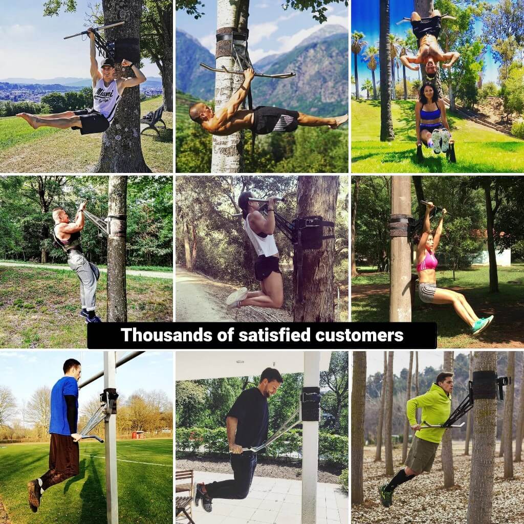 Barre de traction et barre de dips mobiles pour l'entraînement en extérieur, plus de 35 exercices, unique au monde