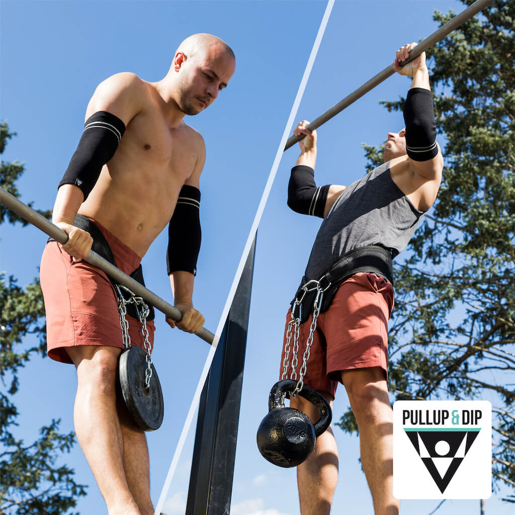 Dip belt with chain, 3 carabiners and unique flaps
