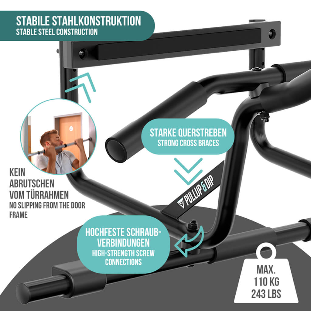Pull-up bar set: door pull-up bar + resistance bands set of 4 + ab straps