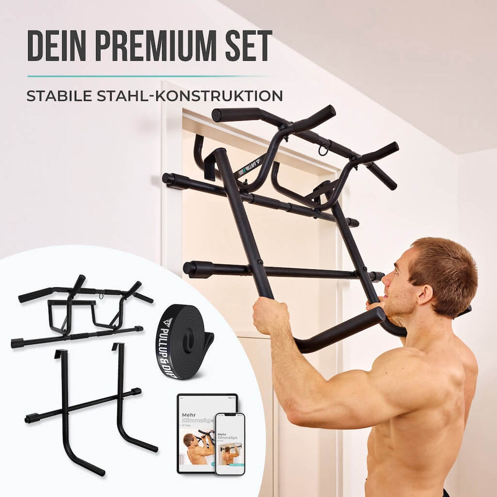 Dip station for door pull-up bar