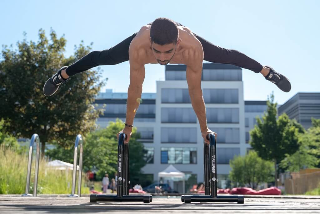 Steel parallettes, extra wide handle & non-slip