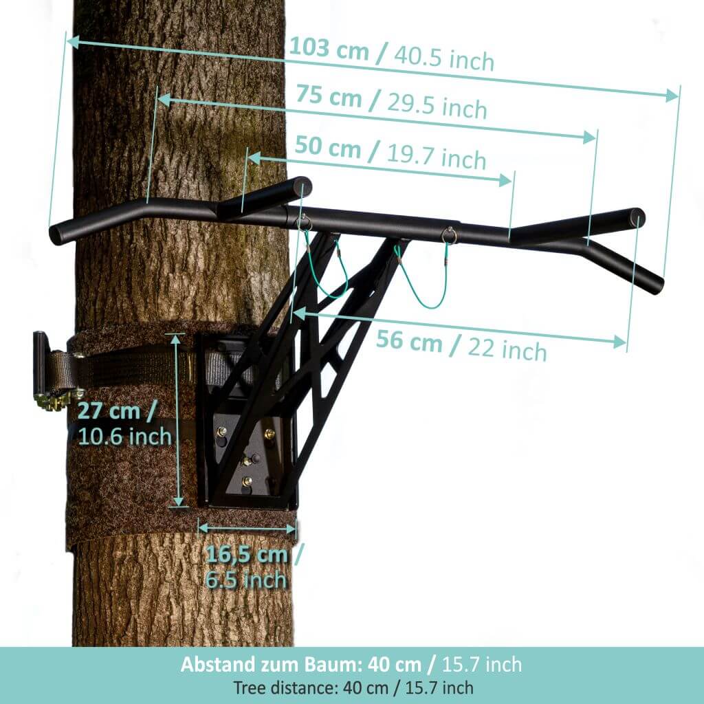 Barre de traction et barre de dips mobiles pour l'entraînement en extérieur, plus de 35 exercices, unique au monde
