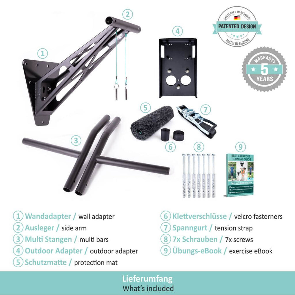 Mobile pull-up bar and dip bar for indoor and outdoor use, unique in the world