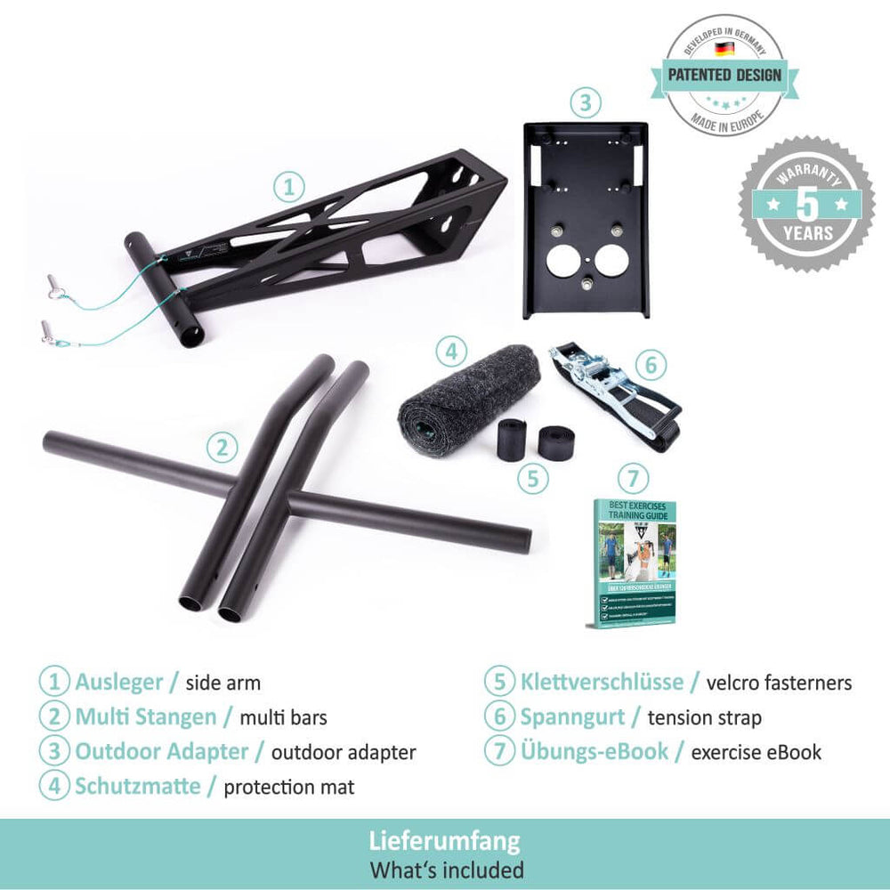Mobile pull-up bar and dip bar for outdoor training, over 35 exercises, unique in the world