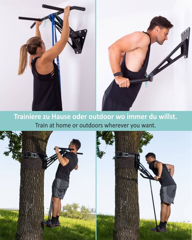 Mobile pull-up bar and dip bar for indoor and outdoor use, unique in the world