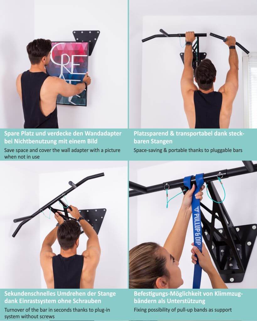Mobile pull-up bar and dip bar for indoor and outdoor use, unique in the world