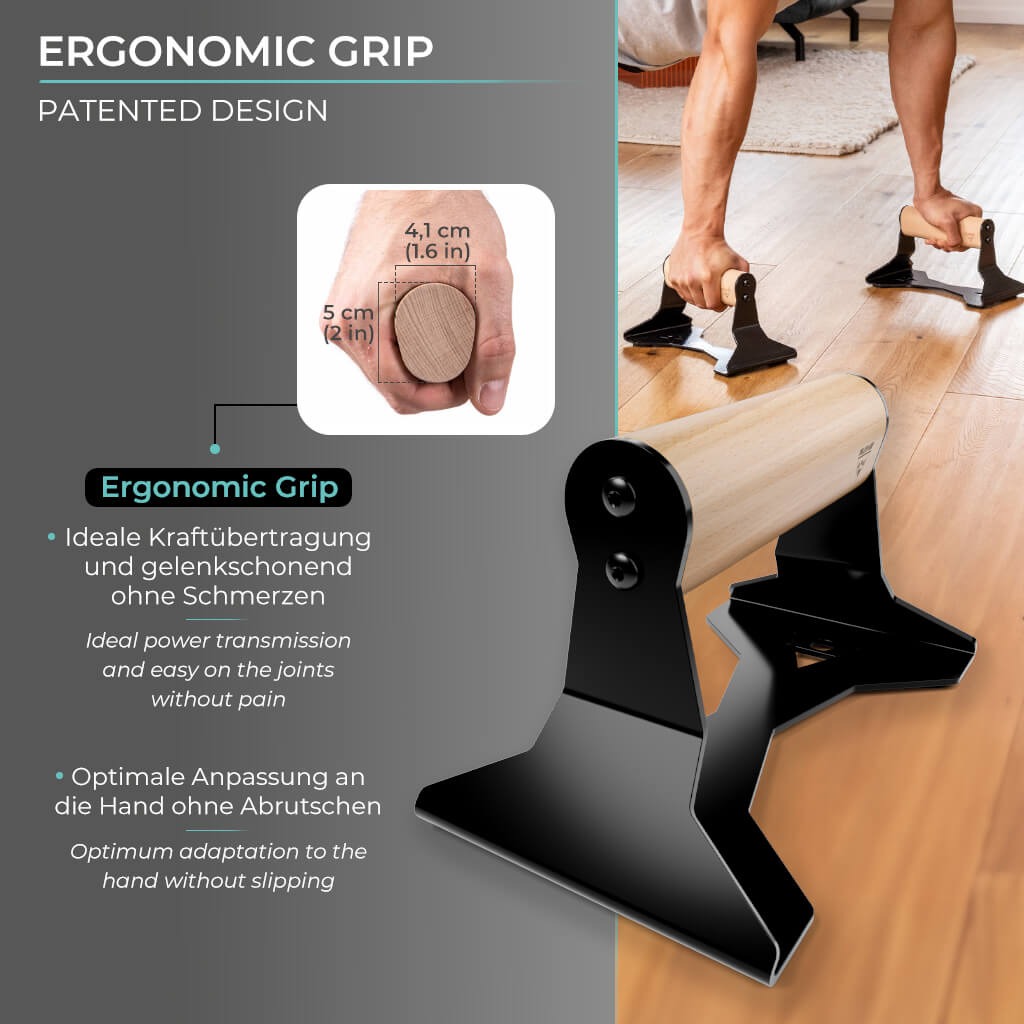 Liegestützgriffe aus Holz mit ergonomischem Griff