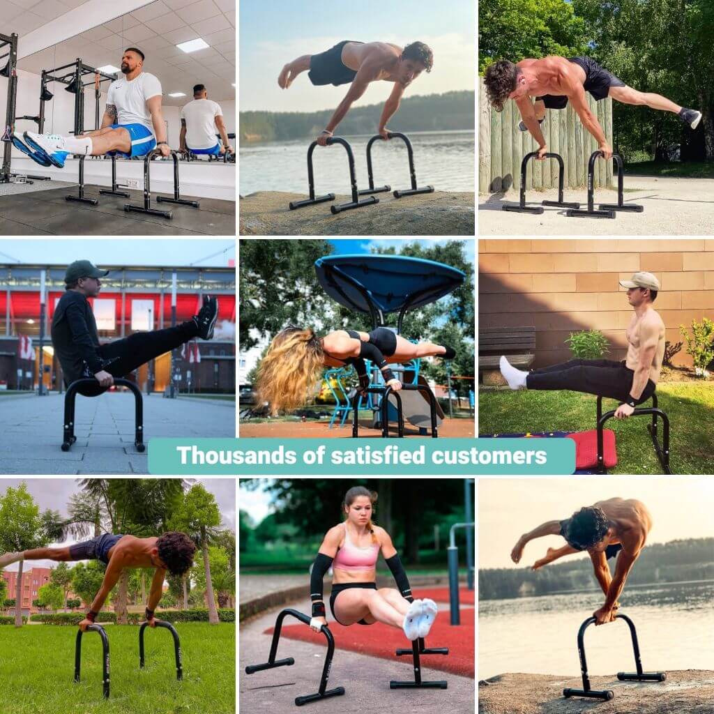 Steel parallettes, extra wide handle & non-slip