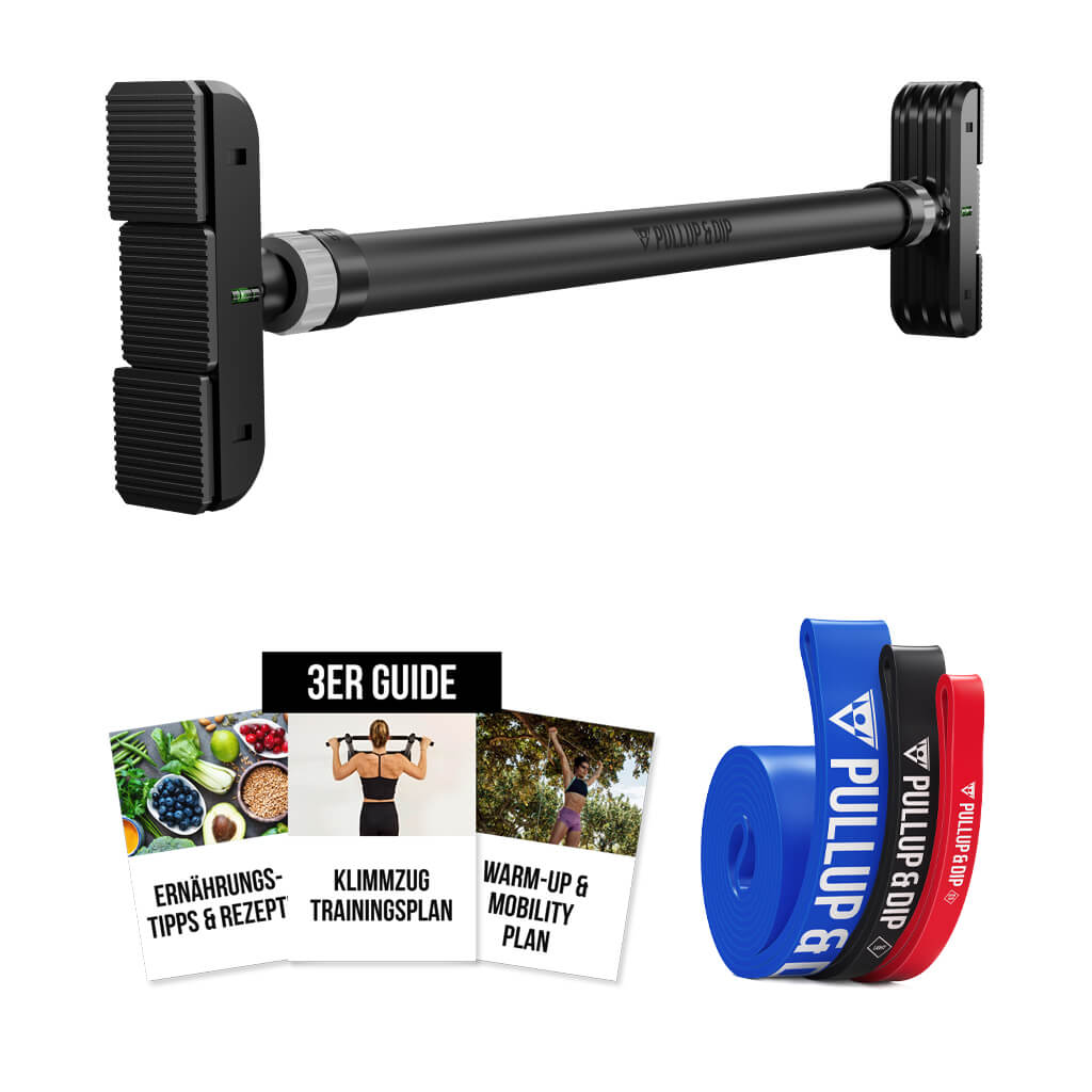Door bar pull-up bar bundle with pull-up bands and training guides
