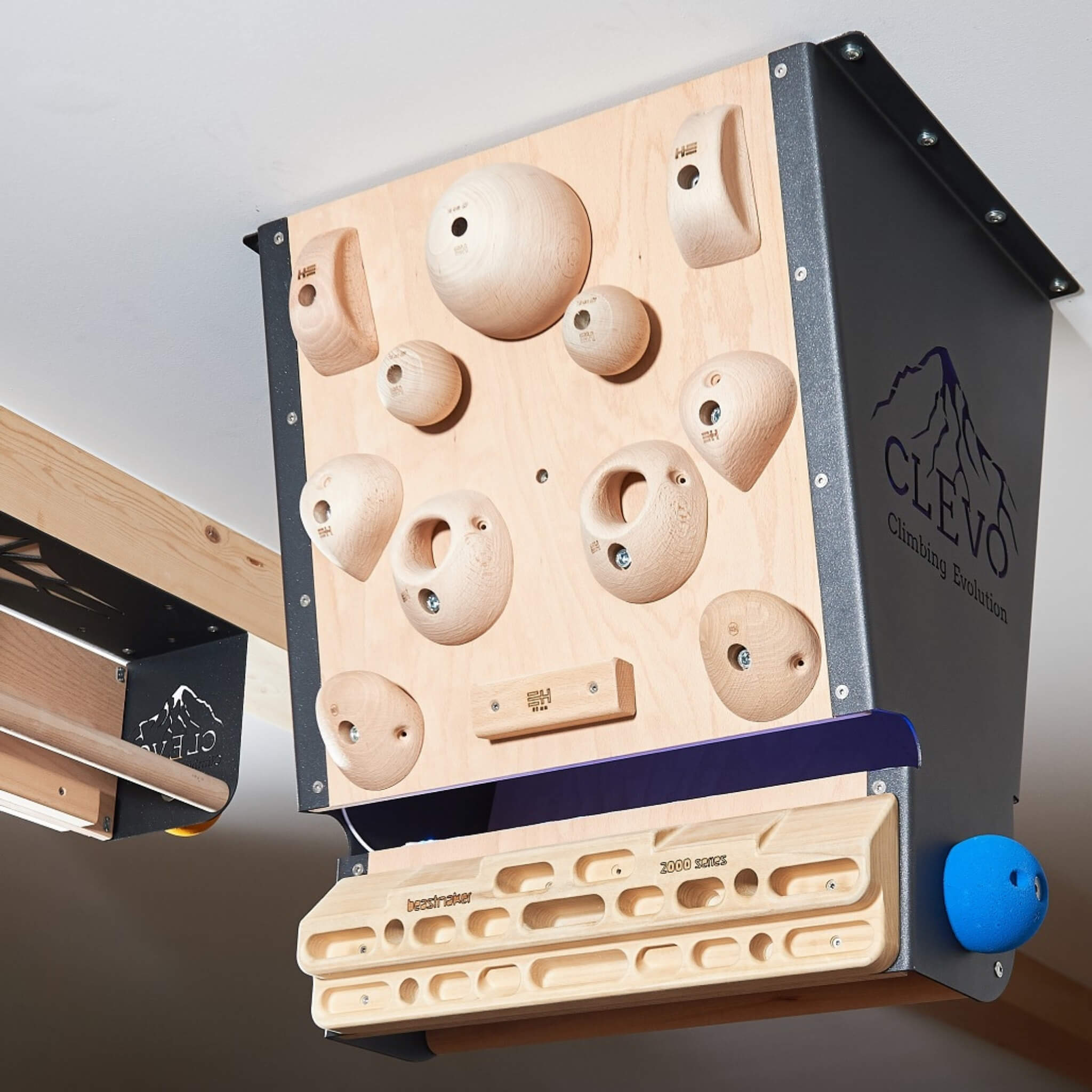 CLEVO XL: Profi Klettermodul für Decke für Campus- und Hangboard, Griffe und Klimmzugstange