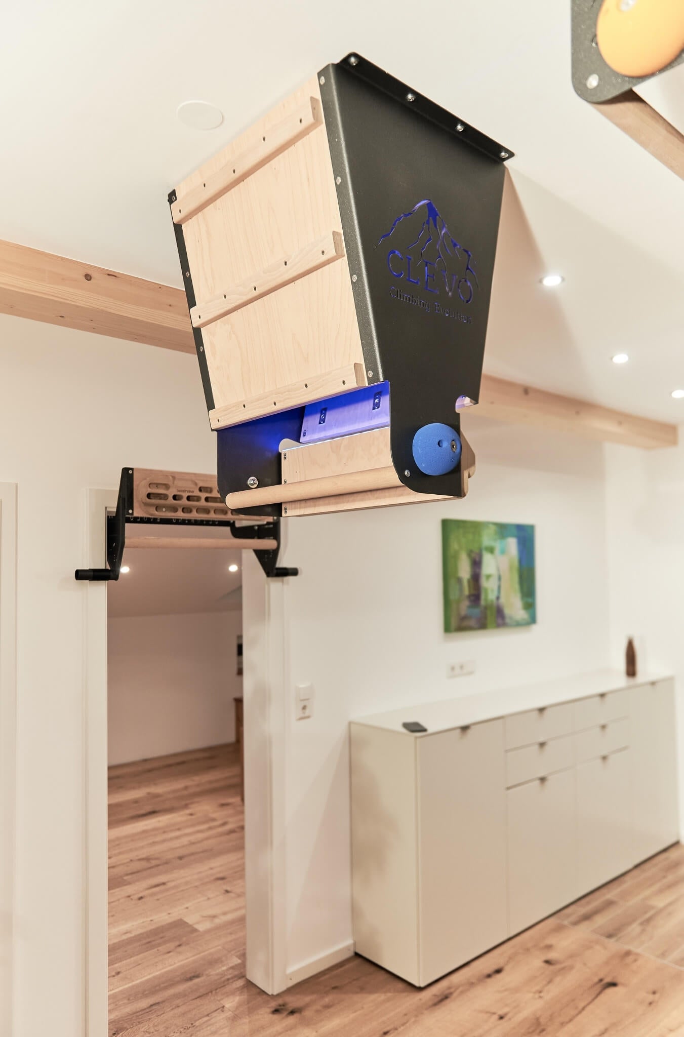 CLEVO XL: Profi Klettermodul für Decke für Campus- und Hangboard, Griffe und Klimmzugstange