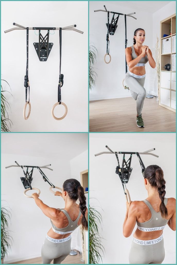 Wooden Gymnastic Rings Incl. Sports Bag, Fastening Straps And Door Anchor