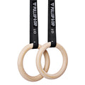 Anneaux de gymnastique en bois, sac de sport, sangles de fixation et ancrage de porte inclus