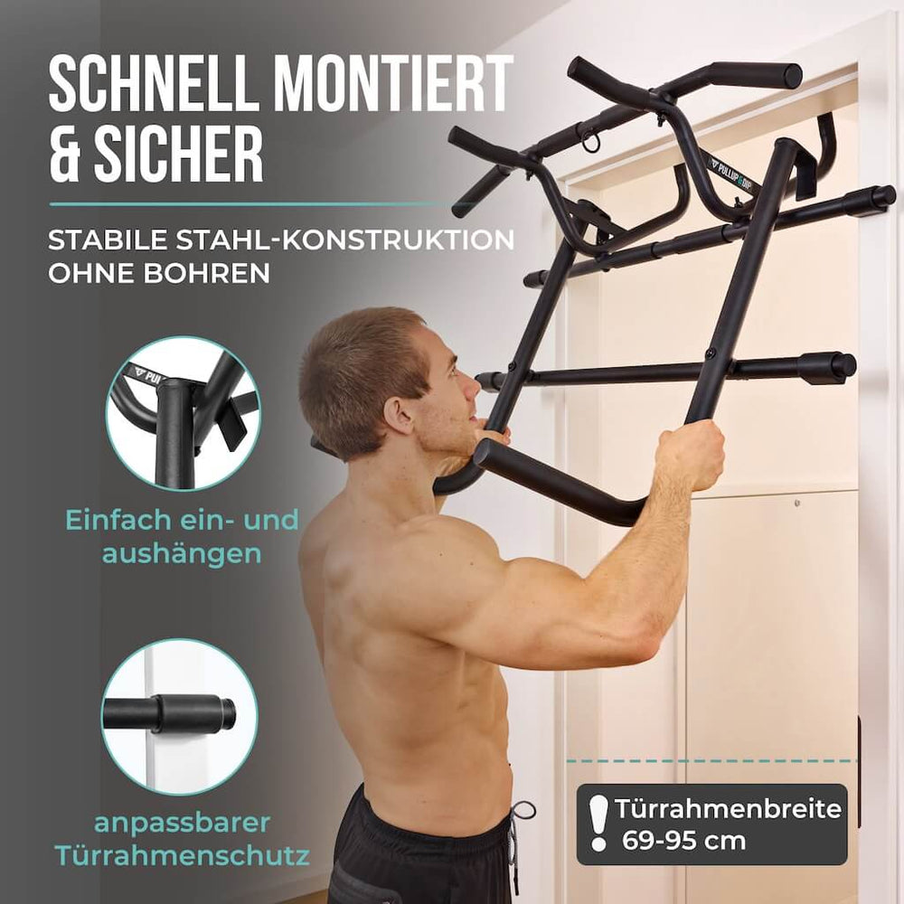 Dip station for door pull-up bar