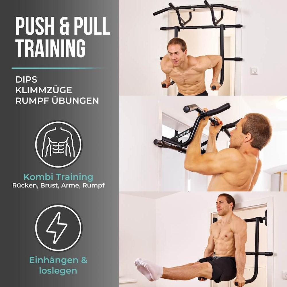 Dip station for door pull-up bar