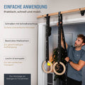 Anneaux de gymnastique en bois, sac de sport, sangles de fixation et ancrage de porte inclus
