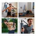 Anneaux de gymnastique en bois, sac de sport, sangles de fixation et ancrage de porte inclus