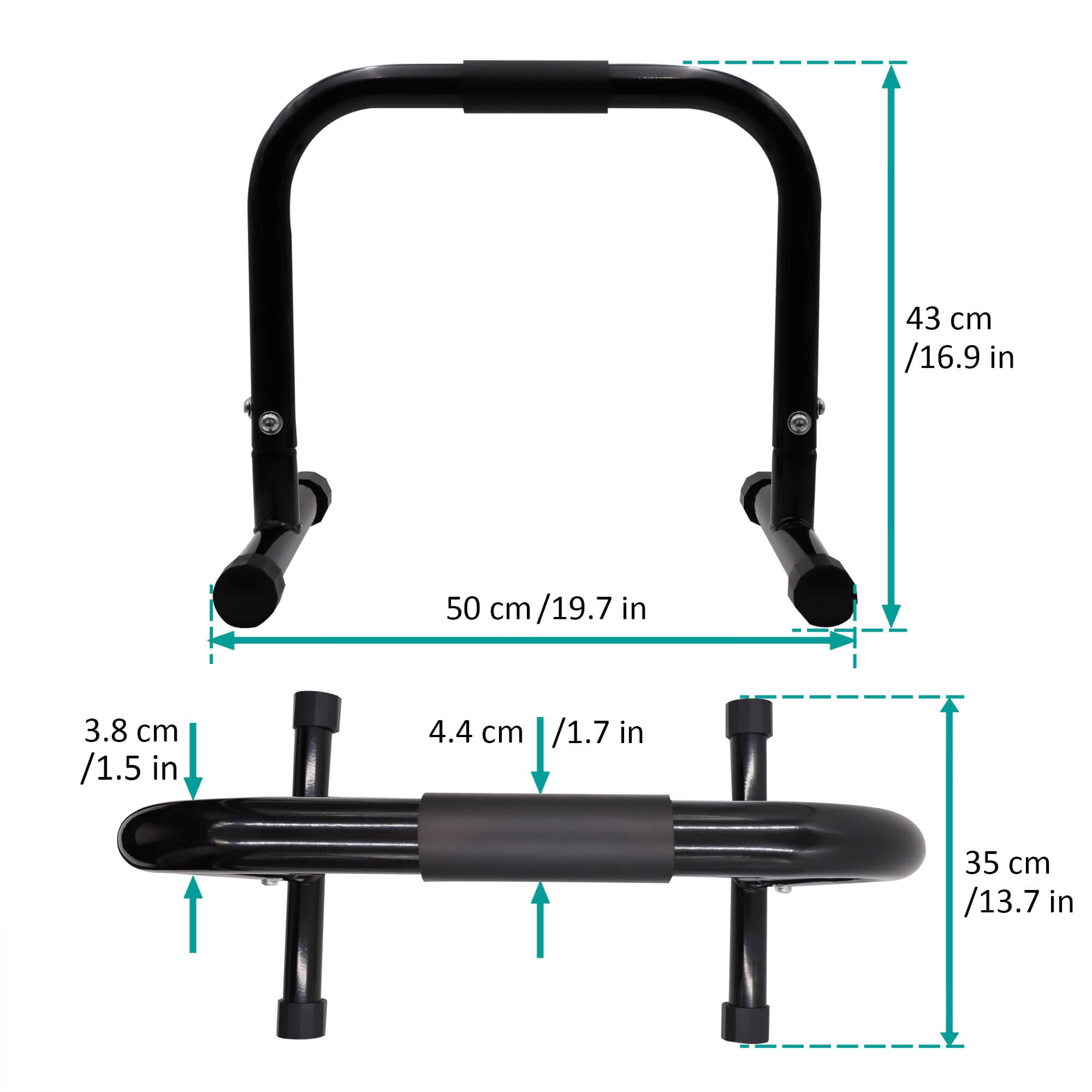 Steel parallettes, extra wide handle & non-slip