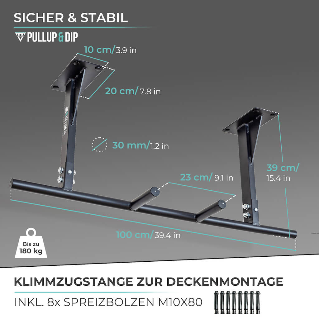 Pull-up bar ceiling incl. pull-up strap and screws