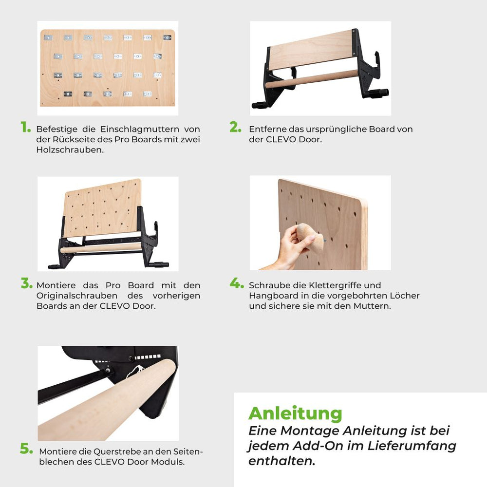 CLEVO Pro Board - Wooden board for hangboard and climbing holds
