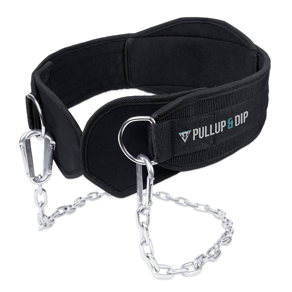 Dip belt with chain, 3 carabiners and unique flaps