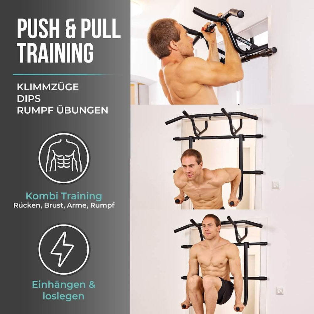 Dip station for door pull-up bar