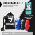 Pull-up beginner set: door pull-up bar, pull-up bands set of 3 & guide bundle in English