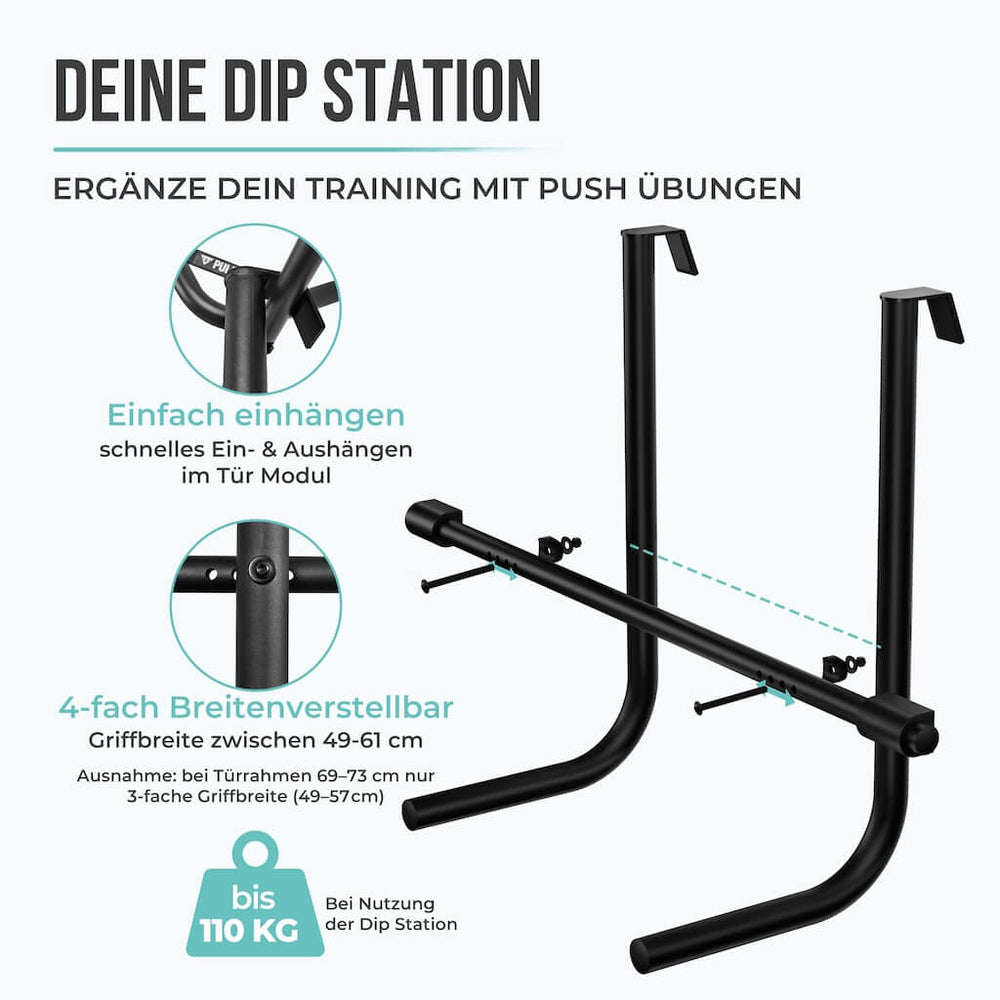 Dip station for door pull-up bar