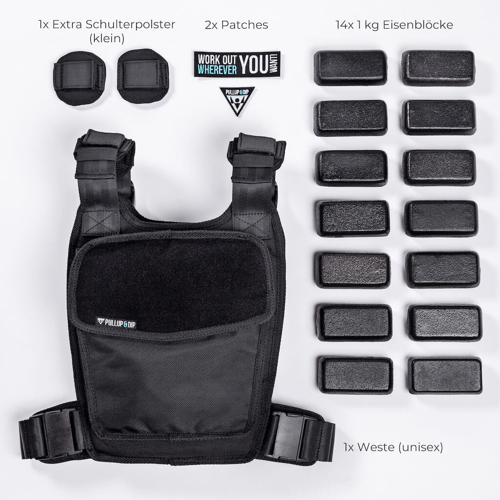 Pullup & dip weight vest with weights up to 15kg