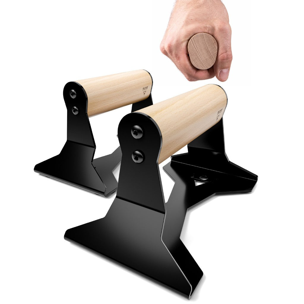 Wooden push up bars with ergonomic handle