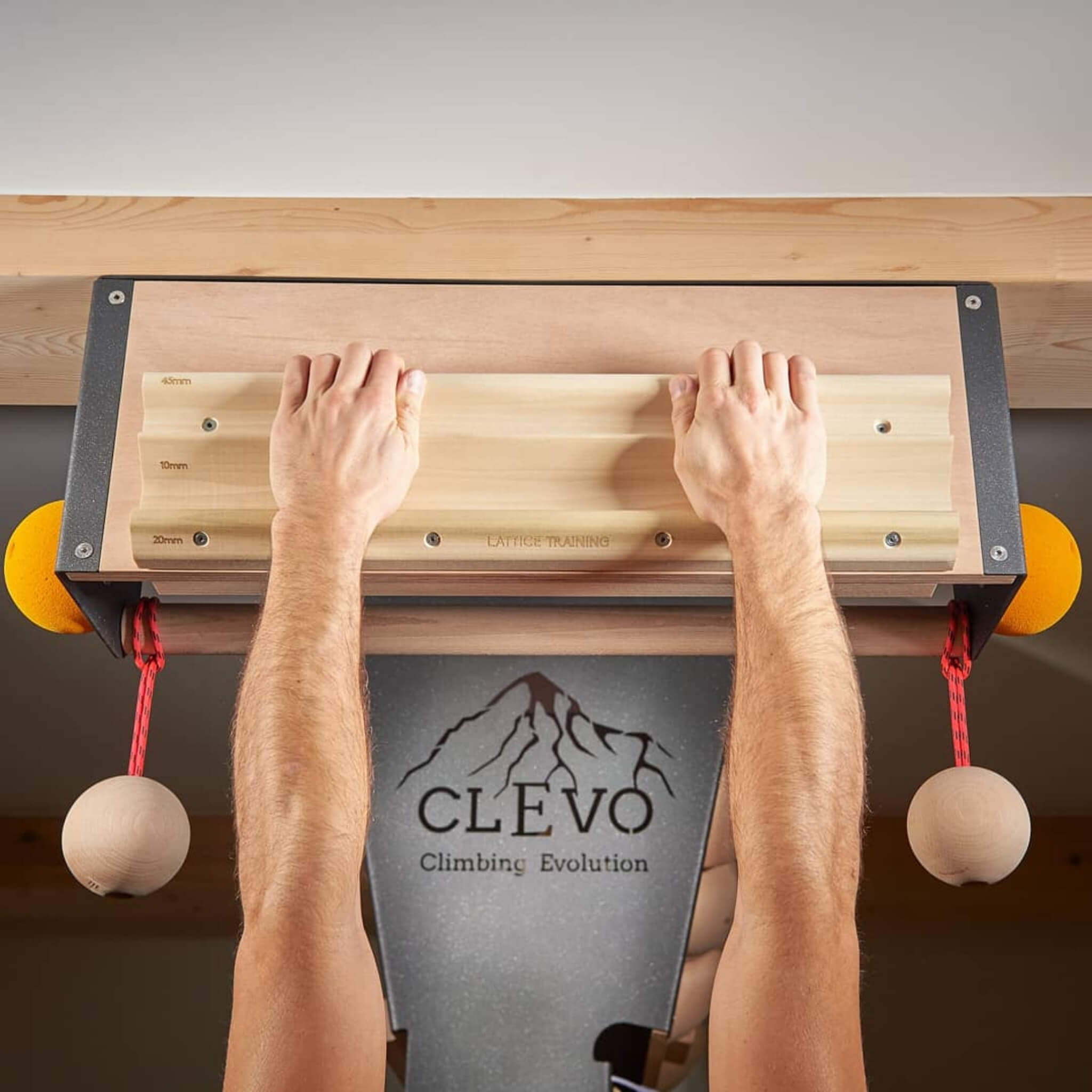 CLEVO S : fixation au plafond pour hangboard, poignées latérales, ustensiles de suspension et barre de traction