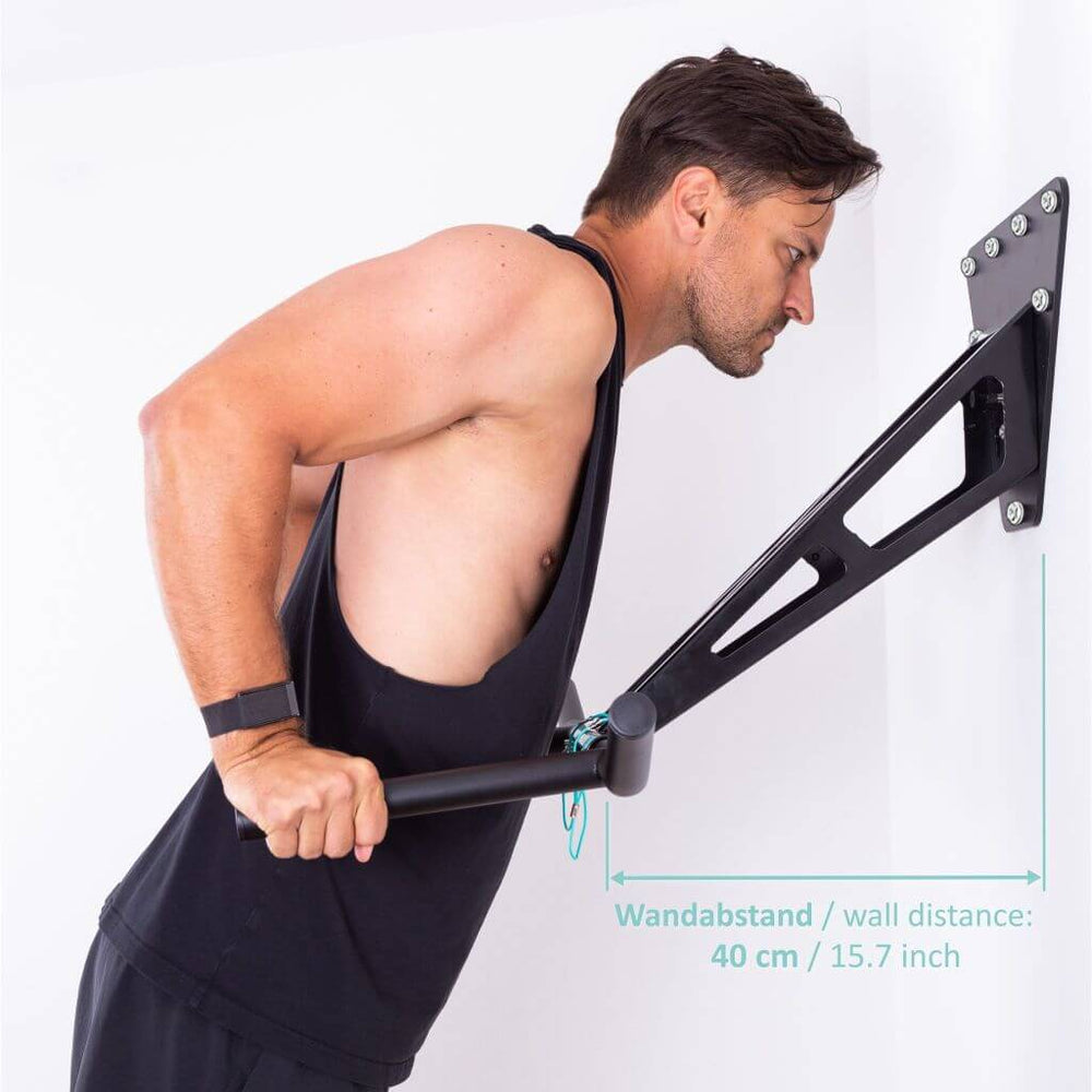 Pull-up and dip bar for wall mounting on interior and exterior wall