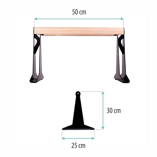 Wooden parallettes with ergonomic handle, low or medium version